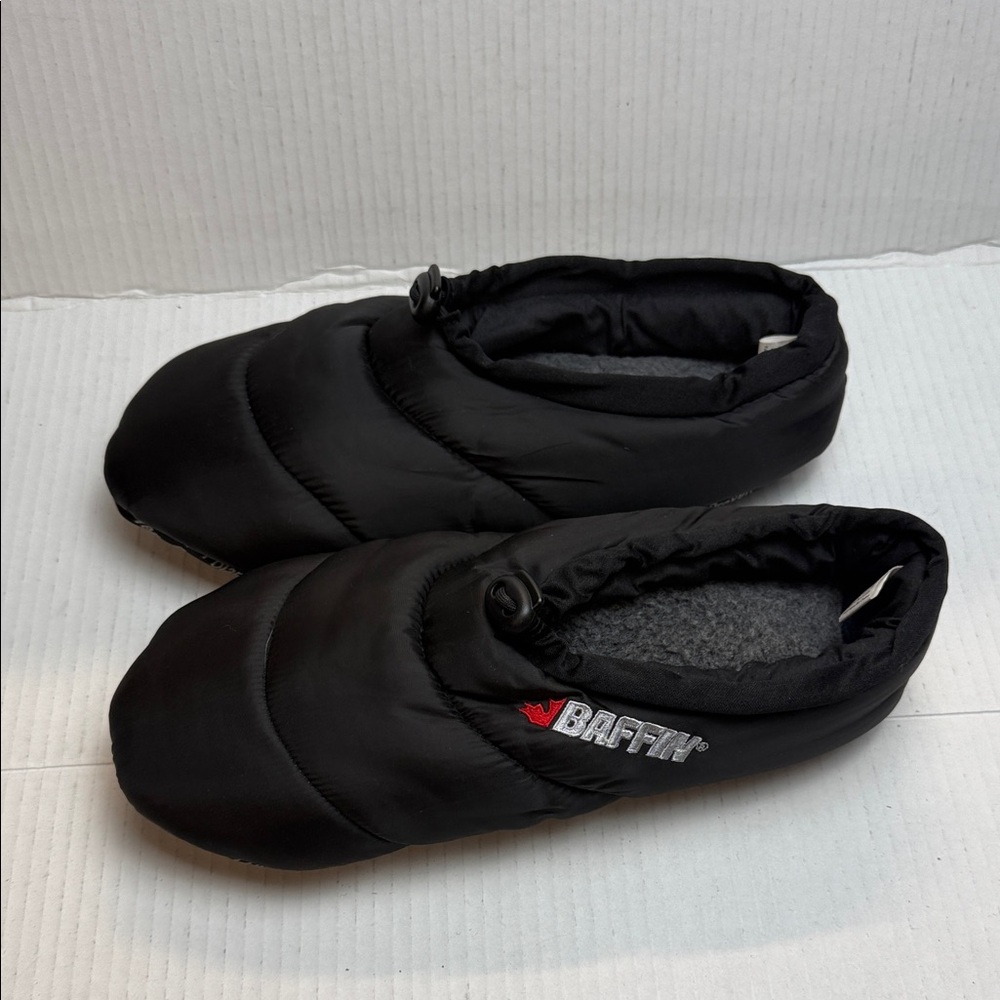 Baffin Black Quilted Puffer Slippers XL Unisex Insulated Slip-On Winter Shoes - Picture 2 of 9